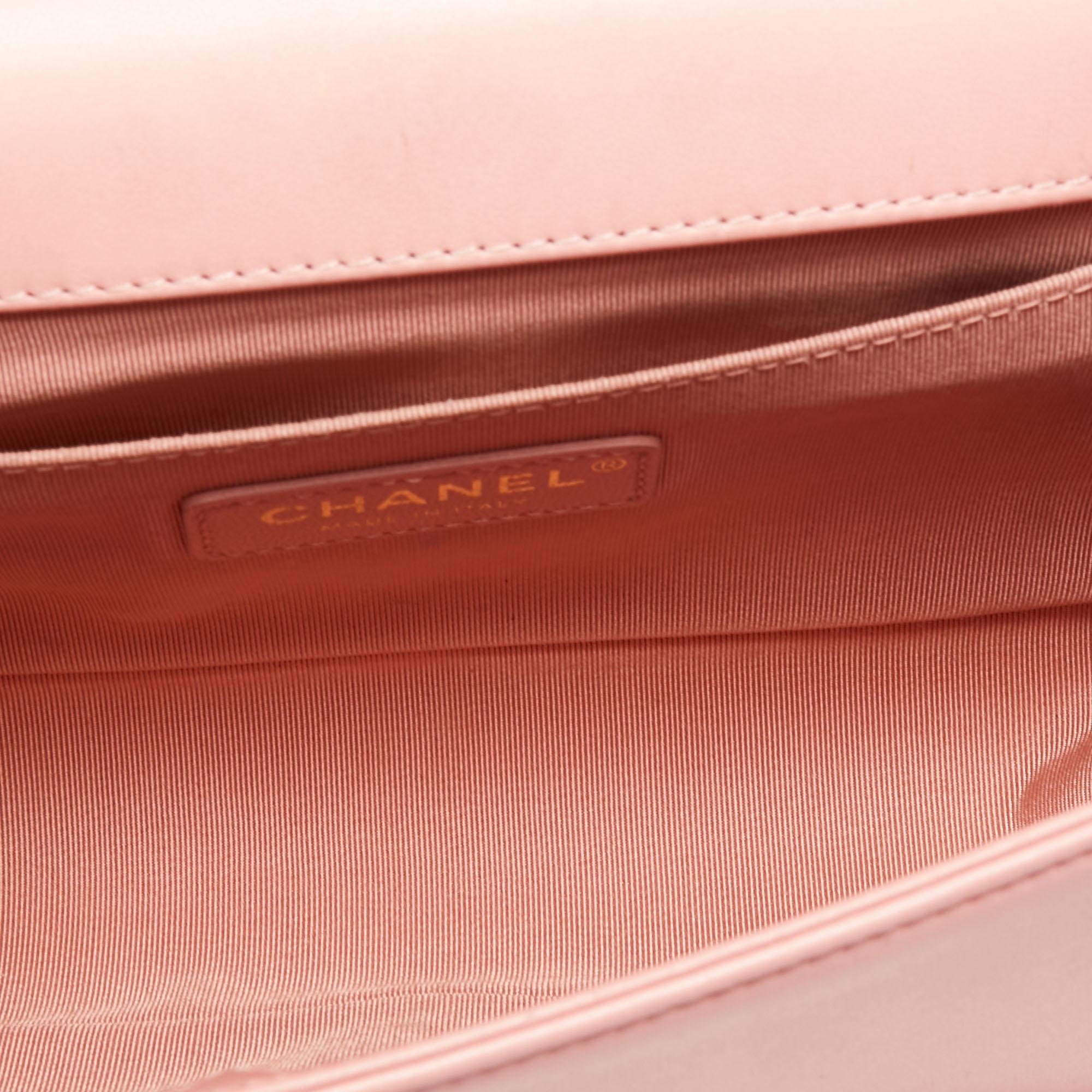 Chanel Pink/White Chevron Braided Fabric and Leather Medium Boy Flap Bag 2