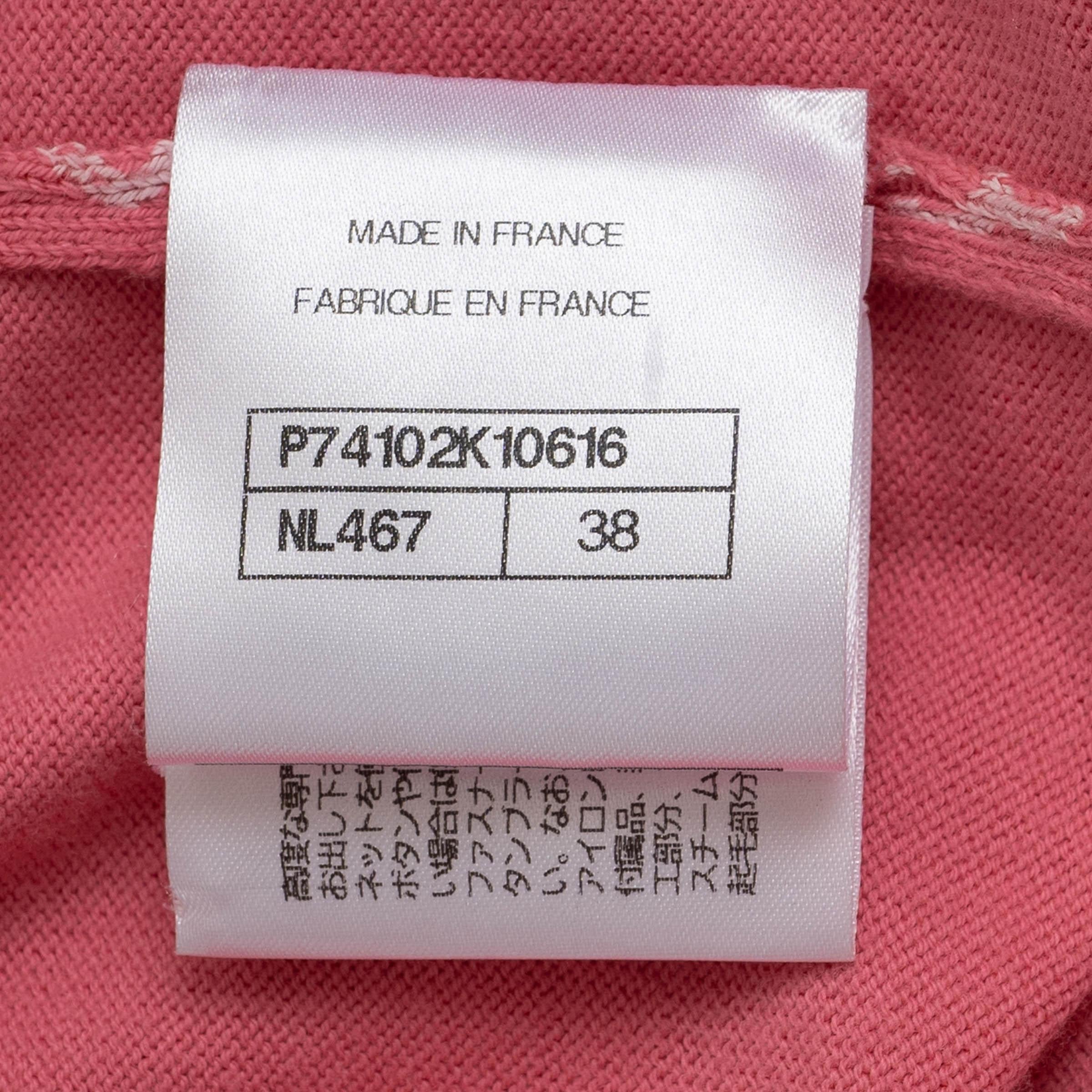 CHANEL rosa y blanco algodón 23C MONTE CARLO LOGO Suéter 38 S en venta 4