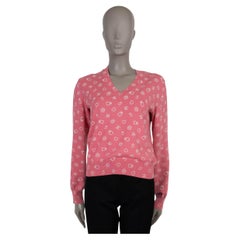 CHANEL rosa y blanco algodón 23C MONTE CARLO LOGO Suéter 38 S