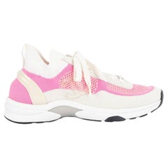 CHANEL rosa weißes Netz 2020 20S LOW TOP TRAINER Turnschuhe Schuhe 38.5