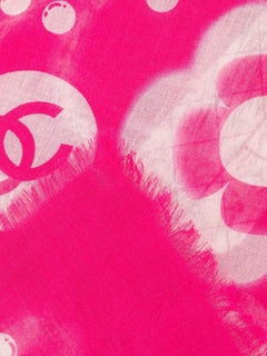 Chanel Pink & White Motif Cashmere Scarf