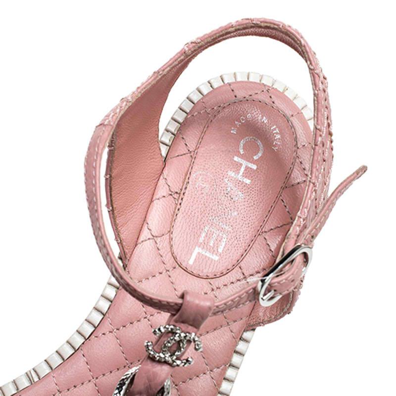 pink chanel strap sandals