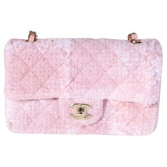 Chanel Pink and White Tweed Mini Rectangle Classic Flap For Sale