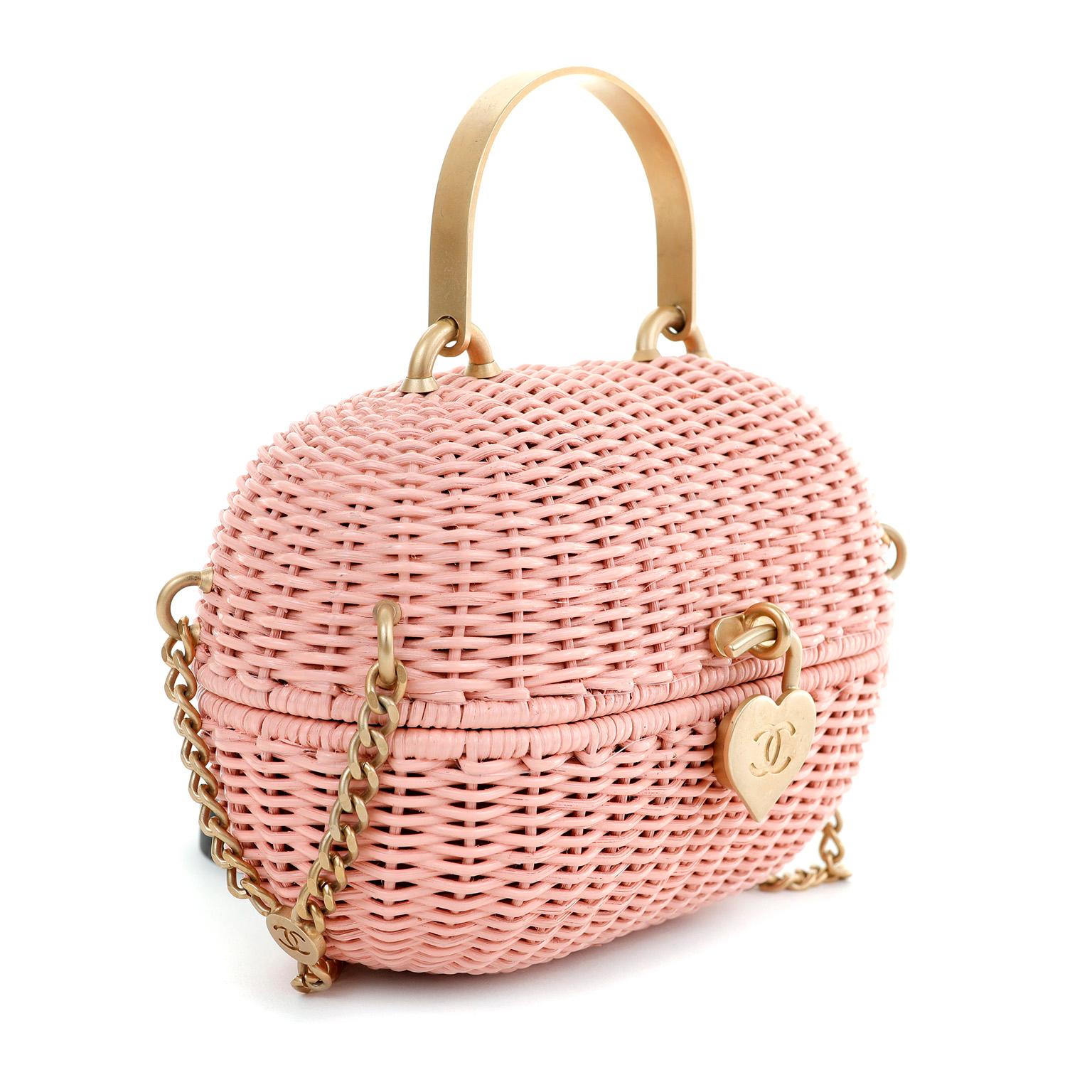 pink wicker bag