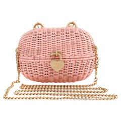 Chanel Pink Wicker Love Basket Bag