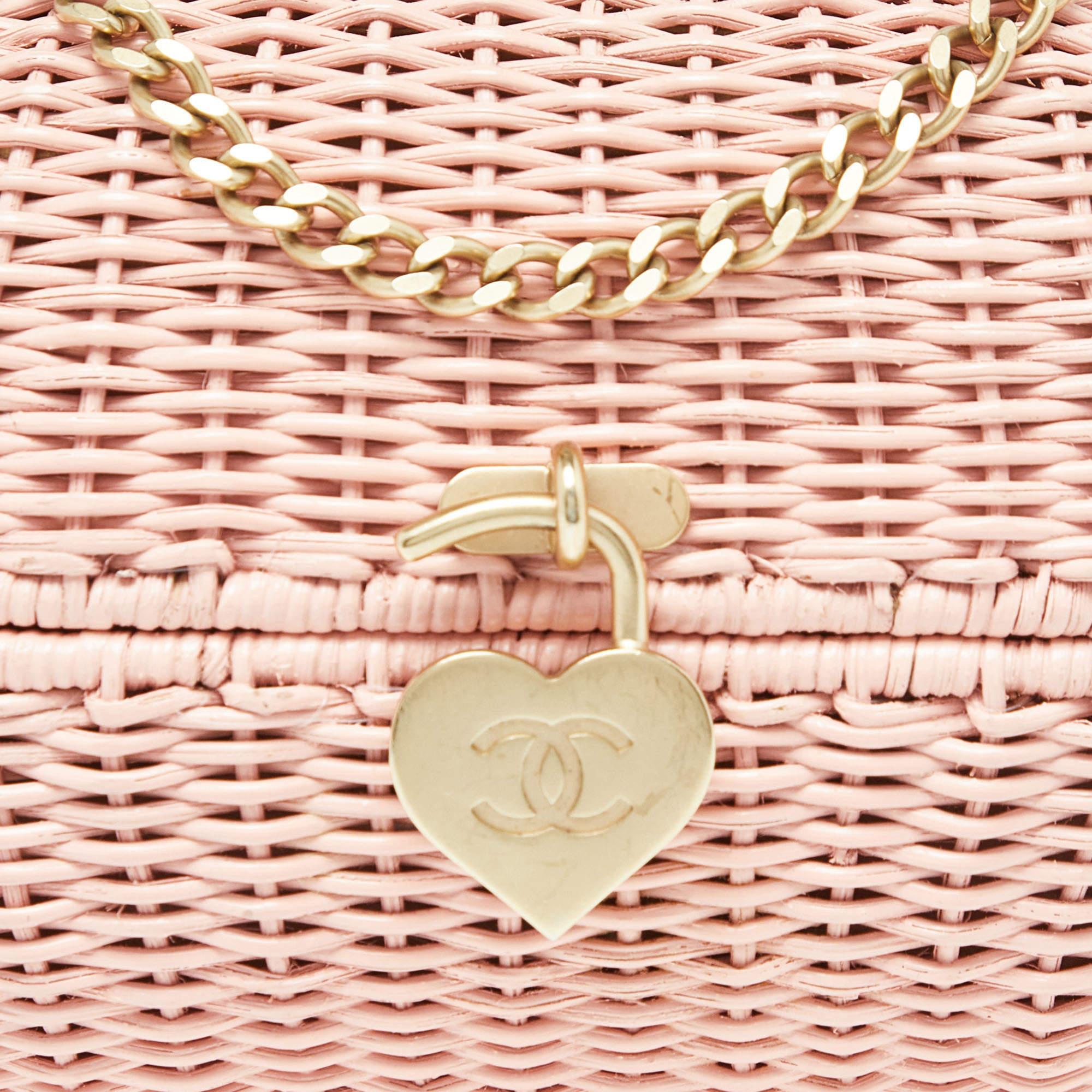 Chanel Pink Wicker Oval Locket Basket Chain Bag 6