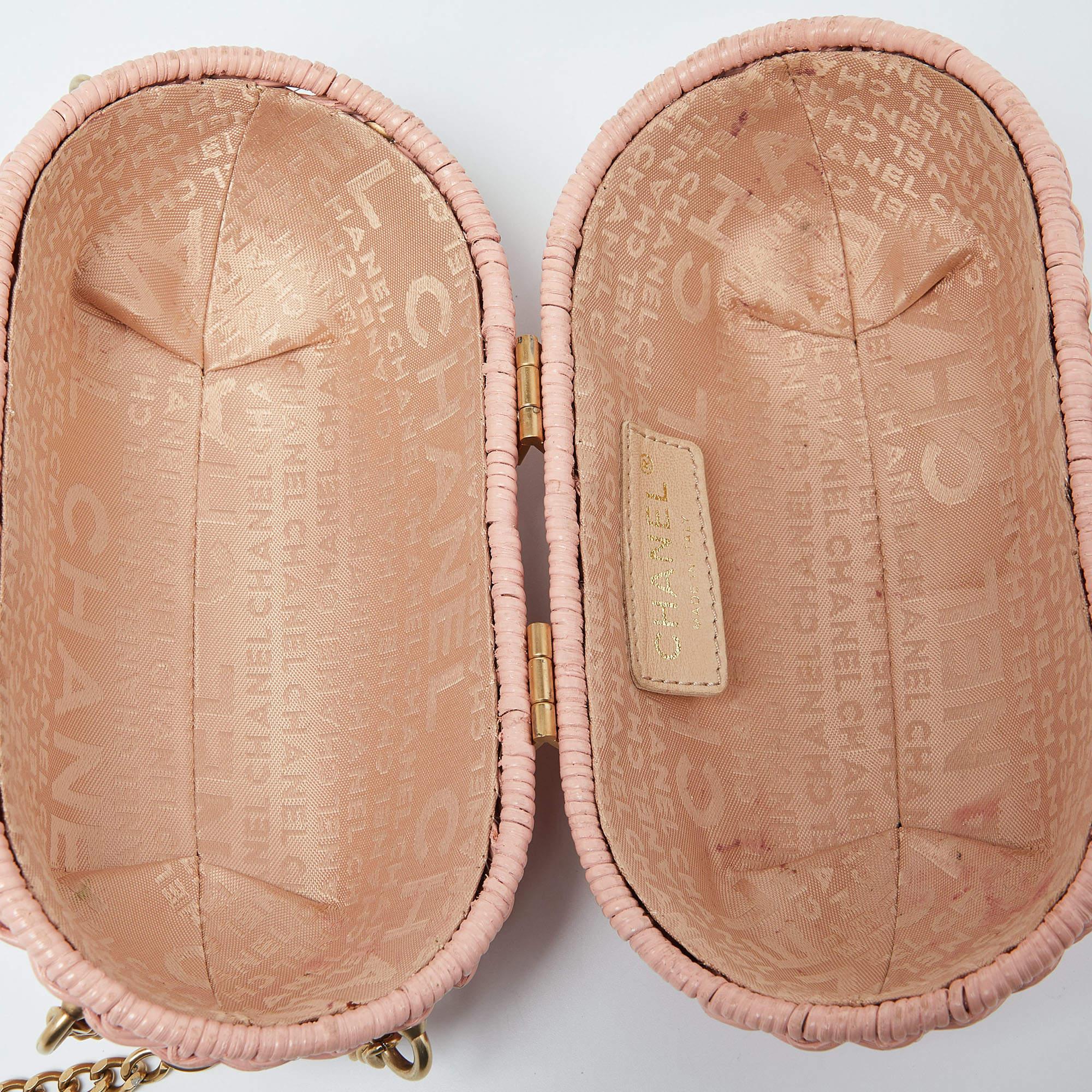 Chanel Pink Wicker Oval Locket Basket Chain Bag 3