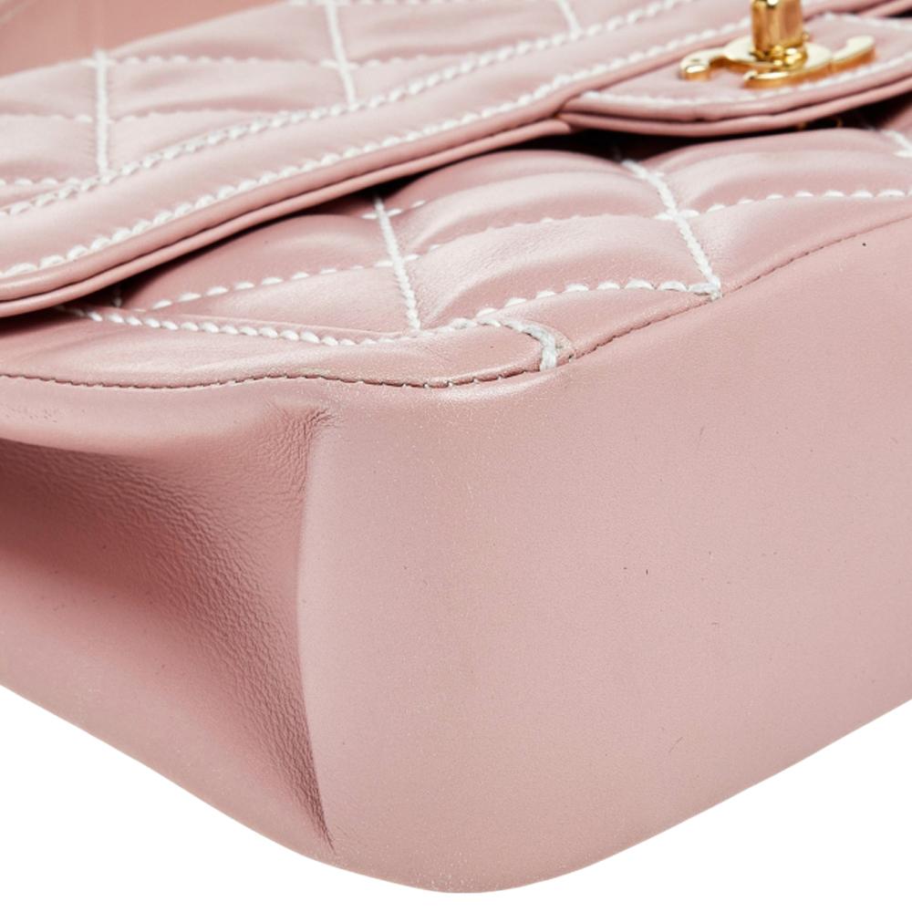 Chanel Pink Wild Stitch Leather Flap Top Handle Bag 6