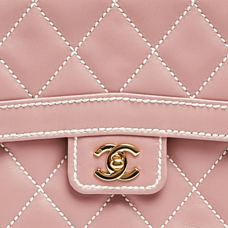 Chanel Chain Bar Top Handle Flap Bag Quilted Calfskin Mini