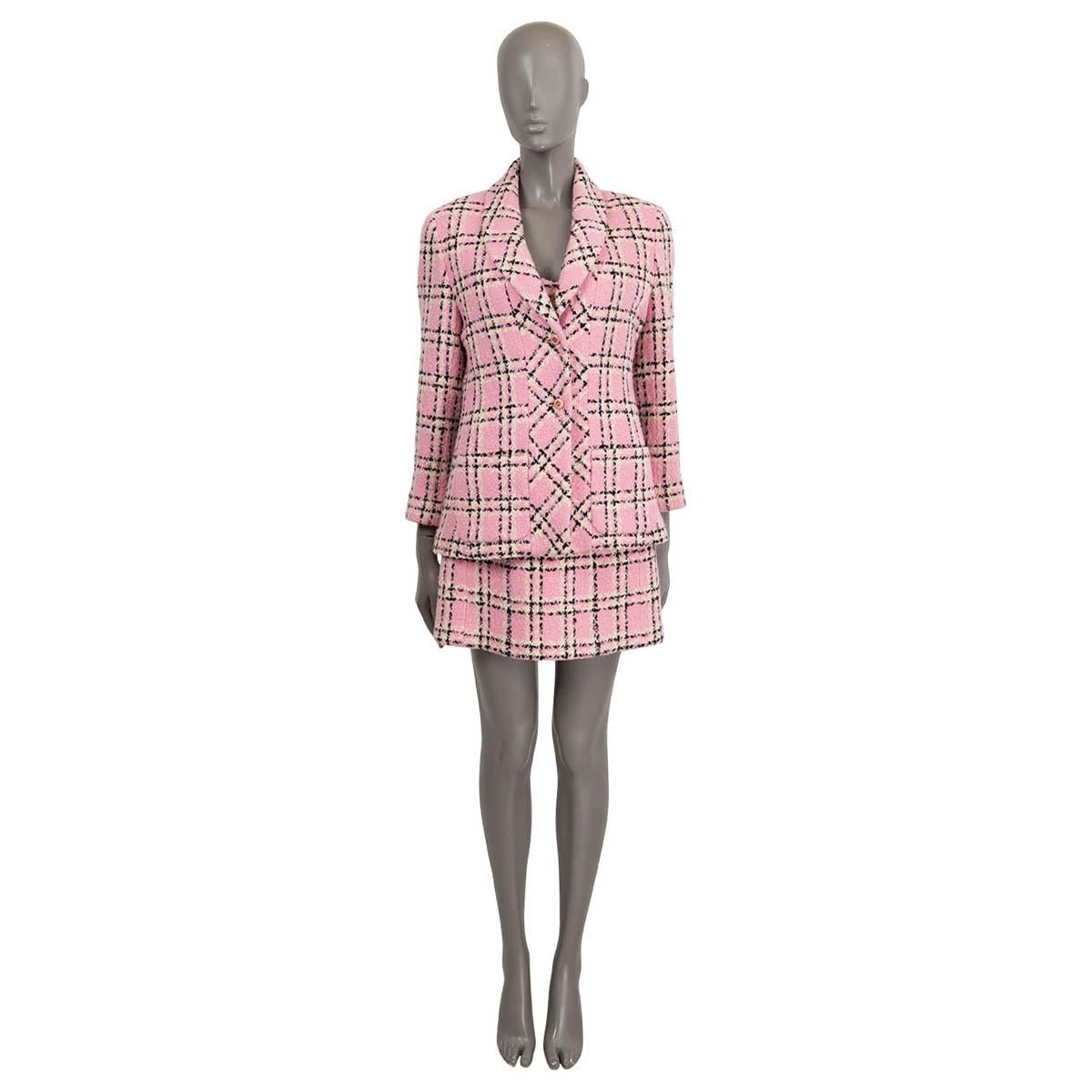 CHANEL pink wool 1994 94P PLAID TWEED Jacket S at 1stDibs chanel pink