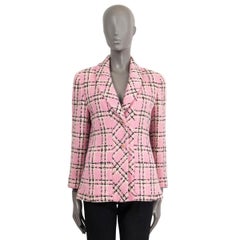 CHANEL pink wool 1994 94P PLAID TWEED Jacket S