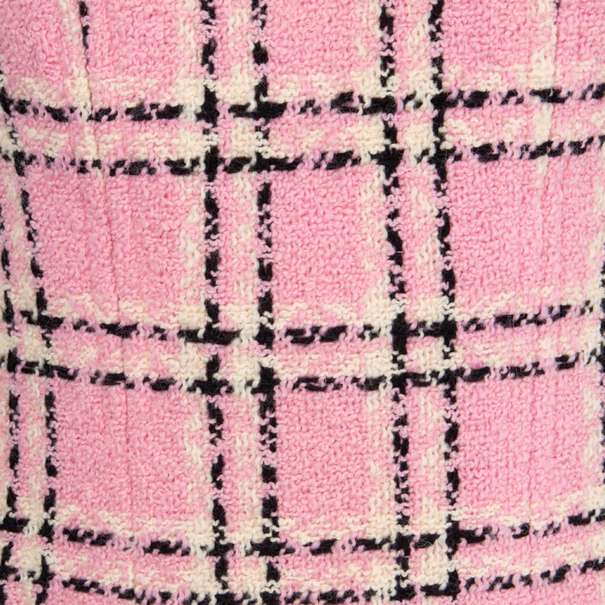 Women's CHANEL pink wool 1994 94P PLAID TWEED SLEEVELESS MINI Dress S