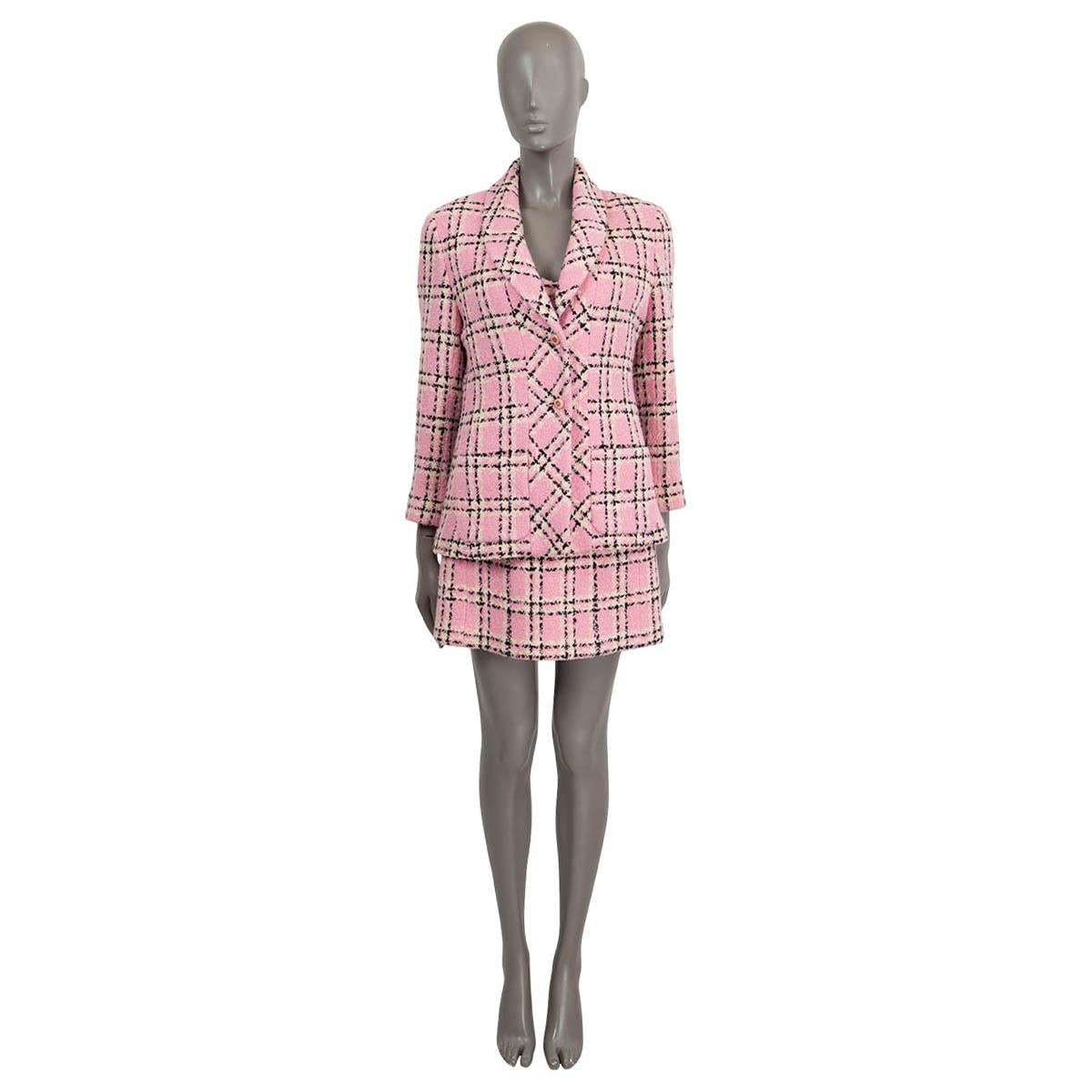 CHANEL pink wool 1994 94P PLAID TWEED SLEEVELESS MINI Dress S 2
