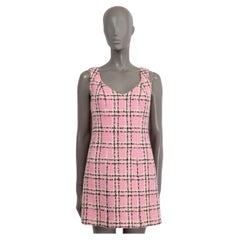 CHANEL Rosa Wolle 1994 94P PLAID TWEED SLEEVELESS MINI Kleid S