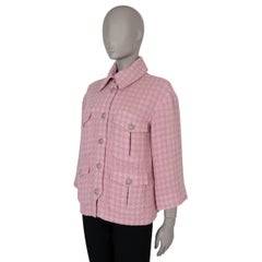 CHANEL pink wool 19B HOUNDSTOOTH TWEED Jacket 40 M