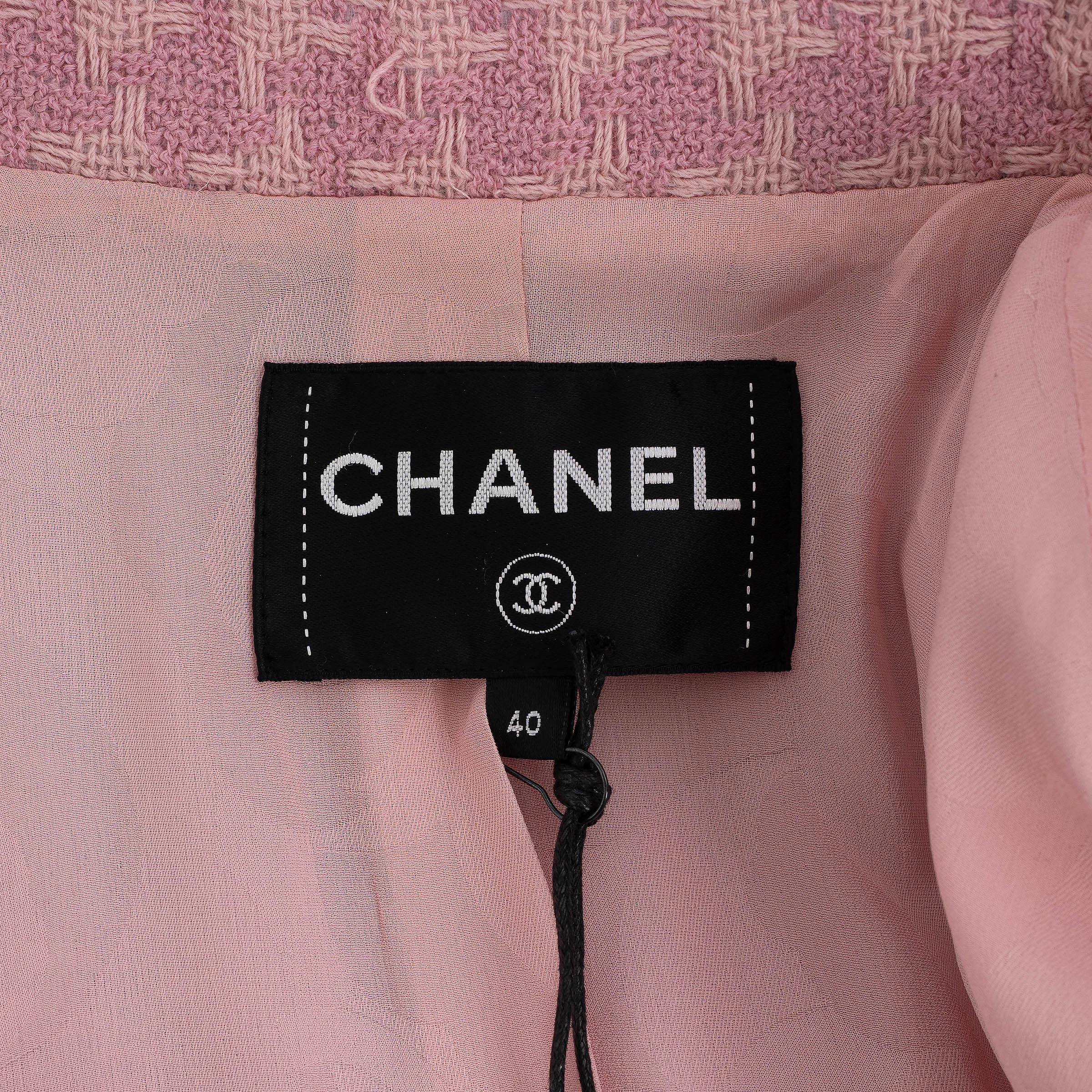 CHANEL pink wool 19B HOUNDSTOOTH TWEED Jacket 40 M 3