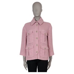 CHANEL pink wool 19B HOUNDSTOOTH TWEED Jacket 40 M