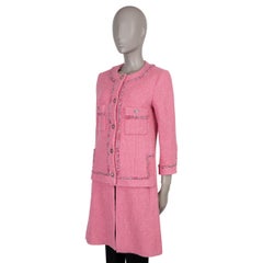 CHANEL pink wool 22A FLORENCE BRAID TRIM TWEED Coat Jacket 38 S