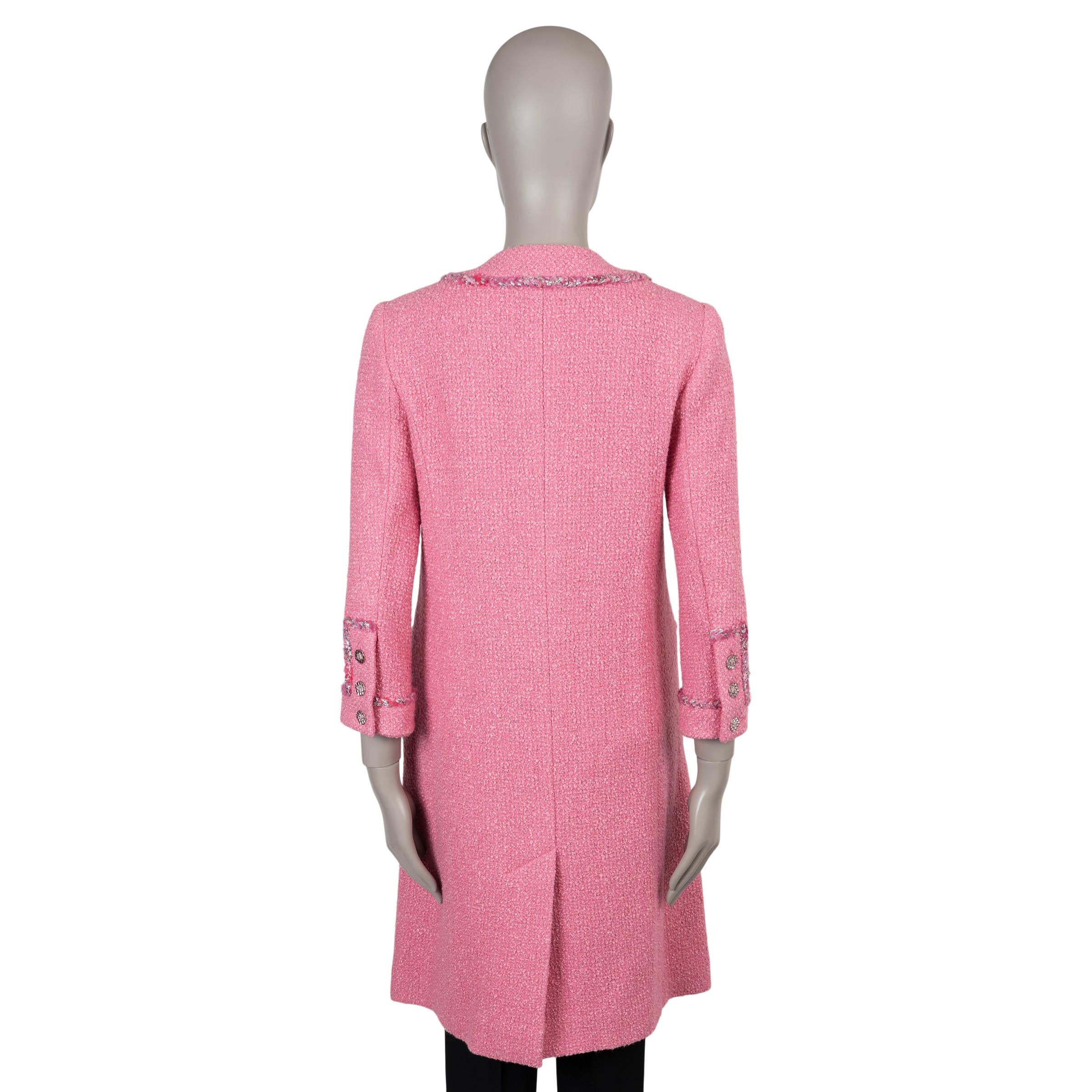 CHANEL pink wool 22A FLORENCE BRAID TRIM TWEED Coat Jacket 38 S
