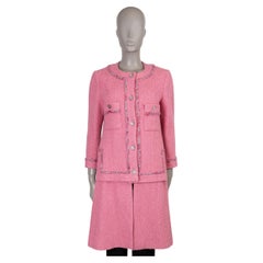 CHANEL pink wool 22A FLORENCE BRAID TRIM TWEED Coat Jacket 38 S