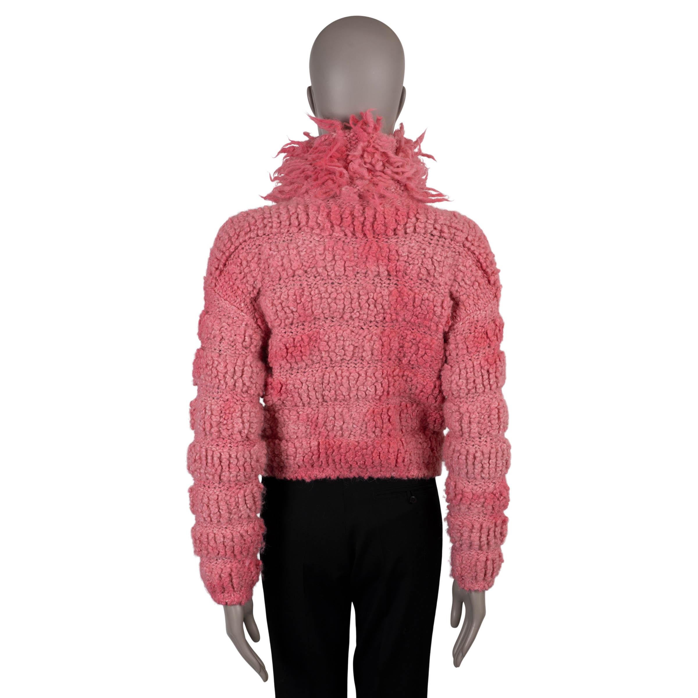 Rose Chanel - Veste en laine et alpaga rose 20K FRINGE TRIM tricotée 34 XS en vente
