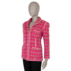 CHANEL pink wool blend 91A ZIP-FRONT TWEED Jacket 38 S ICONIC
