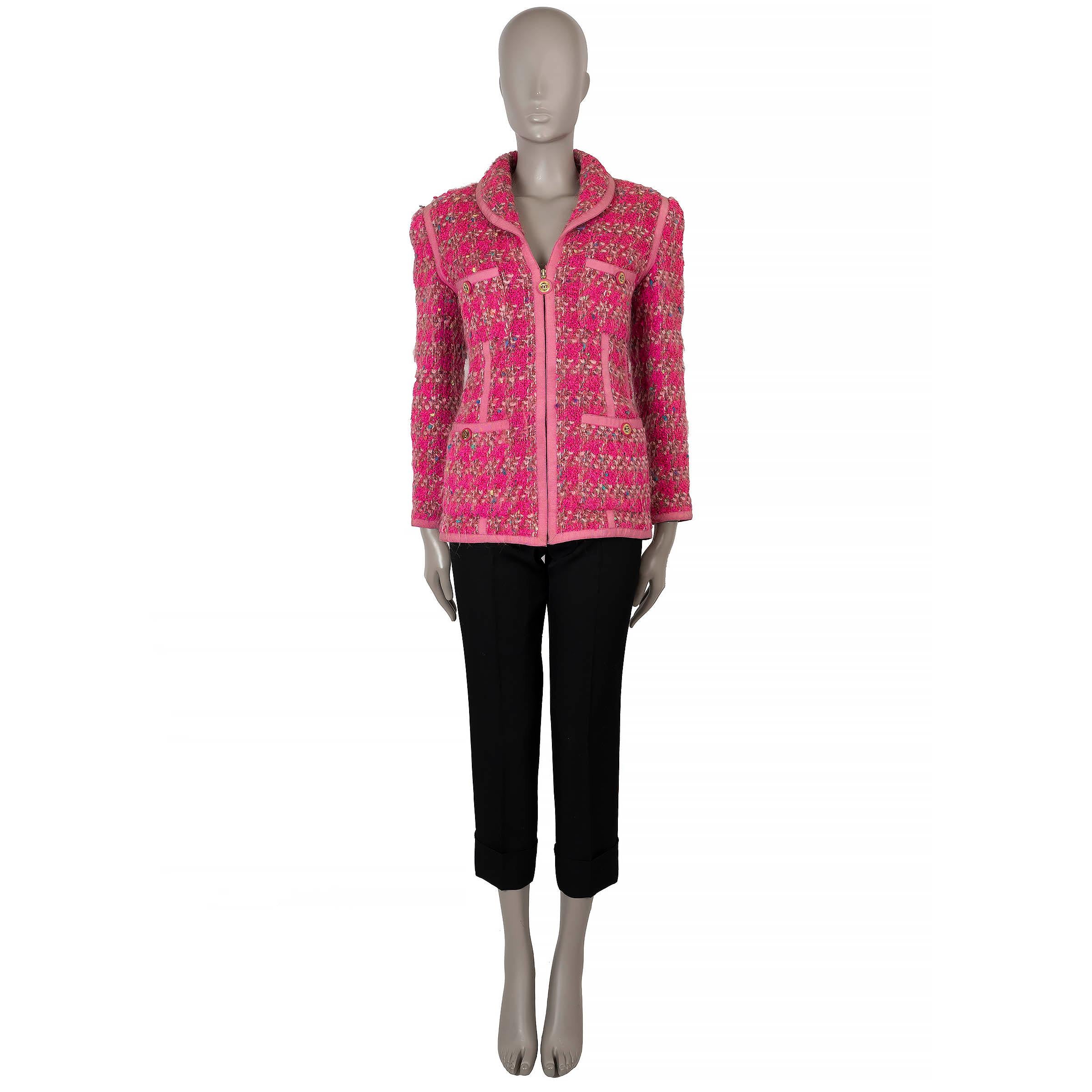 CHANEL rosa mezcla de lana 91A ZIP-FRONT TWEED Chaqueta 38 S ICONIC Rosa en venta