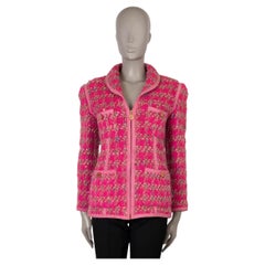 CHANEL rosa Wollmischung 91A ZIP-FRONT TWEED Jacke 38 S ICONIC