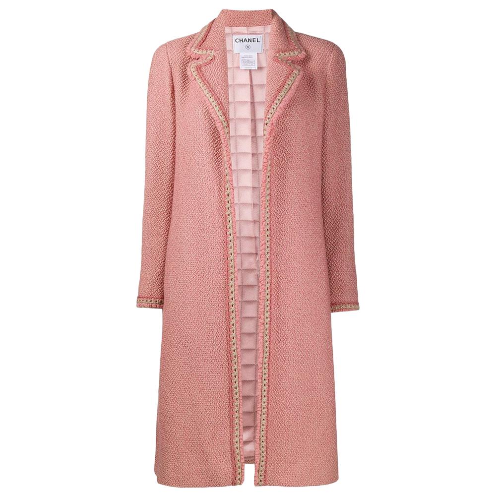 Chanel Pink Wool Bouclé Coat at 1stDibs