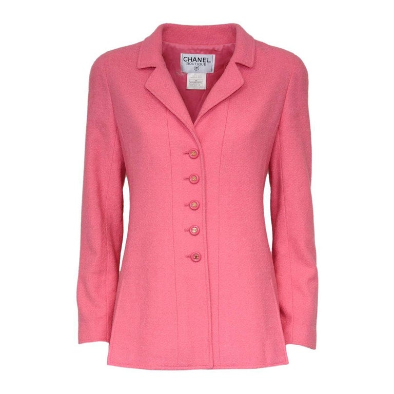 Chanel Pink Wool Jacket at 1stDibs chanel pink jacket, chanel wool coat