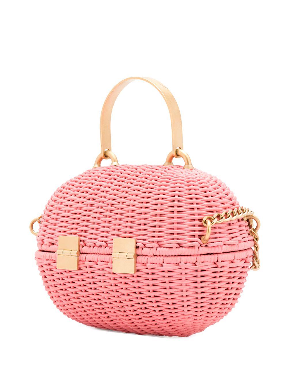 pink woven bag
