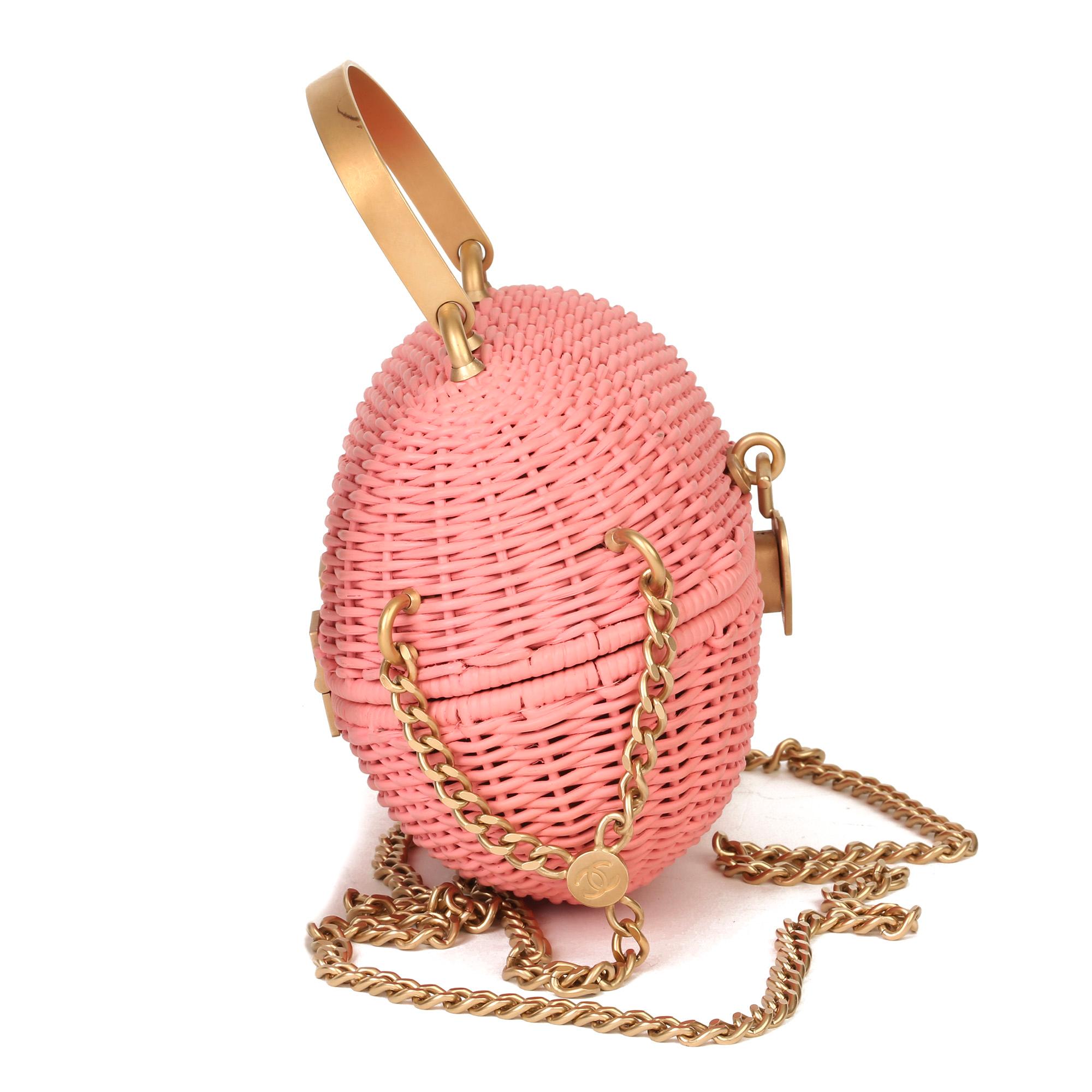 Chanel Pink Woven Wicker Love Lock Basket Bag 3