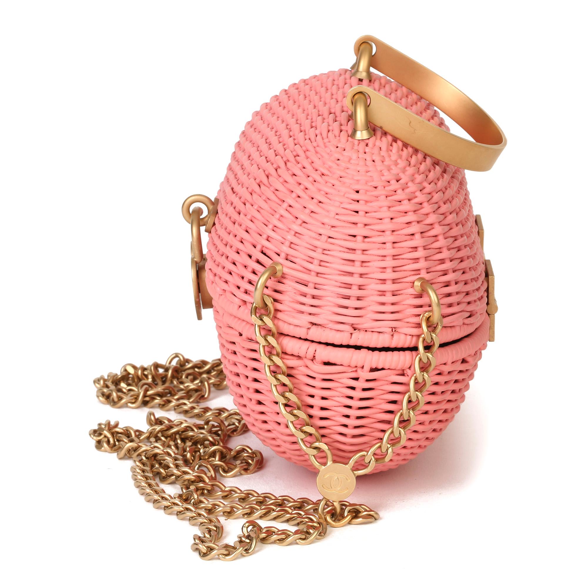 Chanel Pink Woven Wicker Love Lock Basket Bag 4