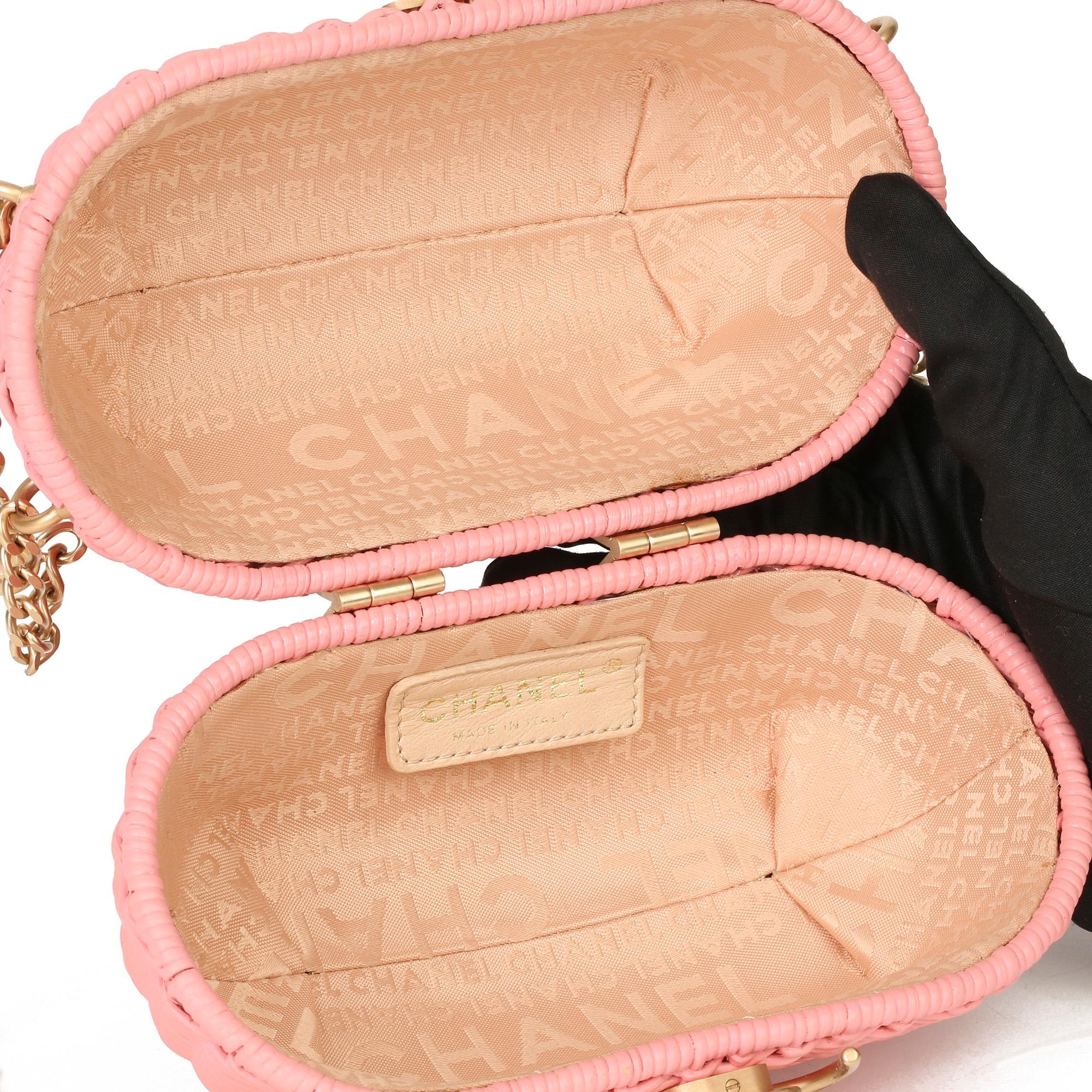 Chanel Pink Woven Wicker Love Lock Basket Bag 1
