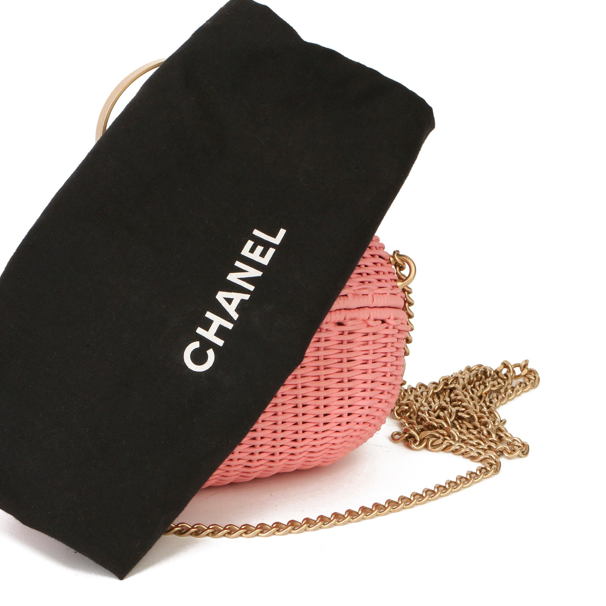 Chanel Pink Woven Wicker Love Lock Basket Bag 2