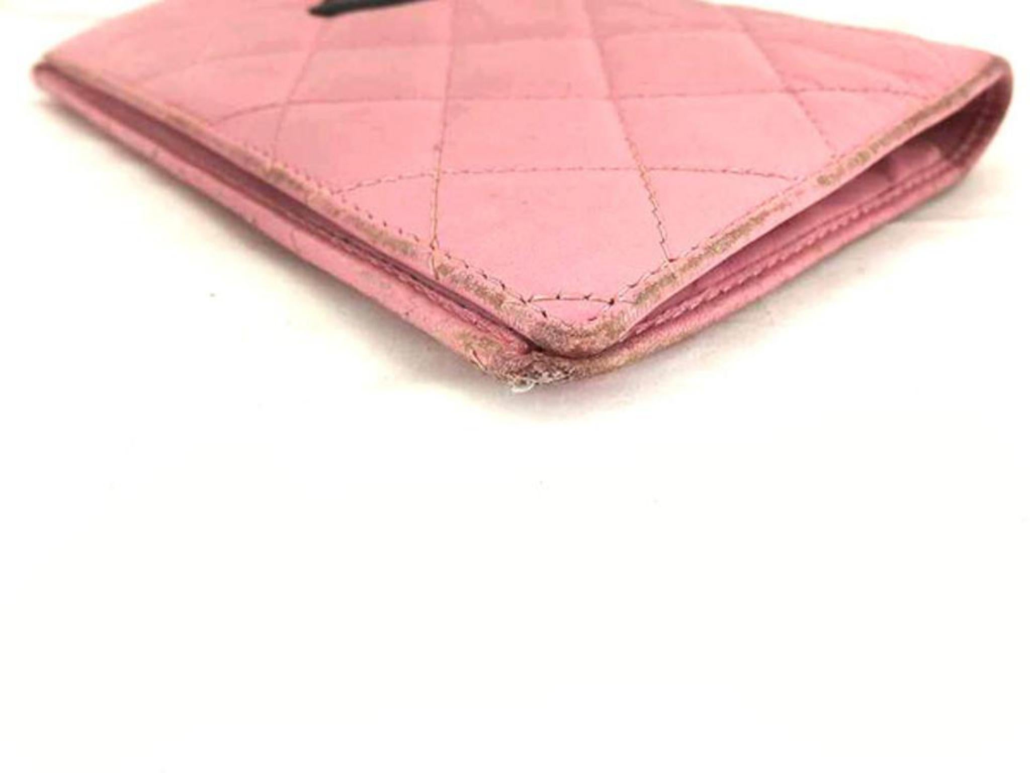 Chanel Pink X Black Cambon Quilted Long 218447 Wallet For Sale 4