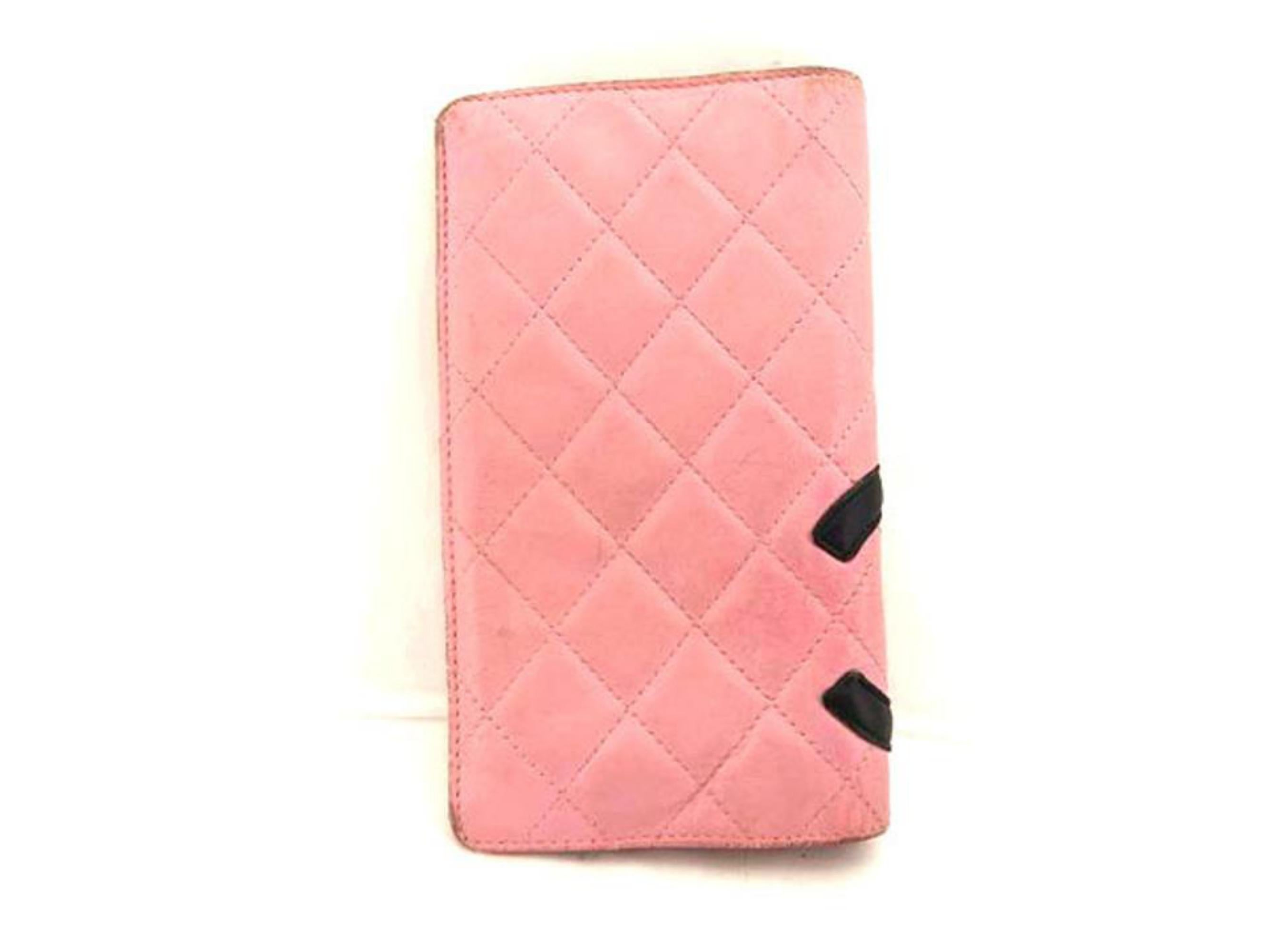 Chanel Pink X Black Cambon Quilted Long 218447 Wallet For Sale 2