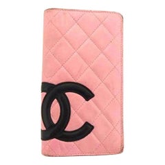 Chanel Pink X Black Cambon Quilted Long 218447 Wallet