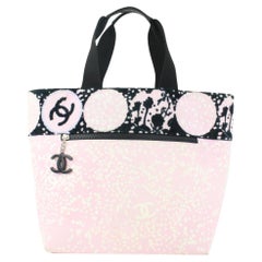 Vintage Chanel Pink x Black Terry Cloth CC Logo Tote Bag 929c97