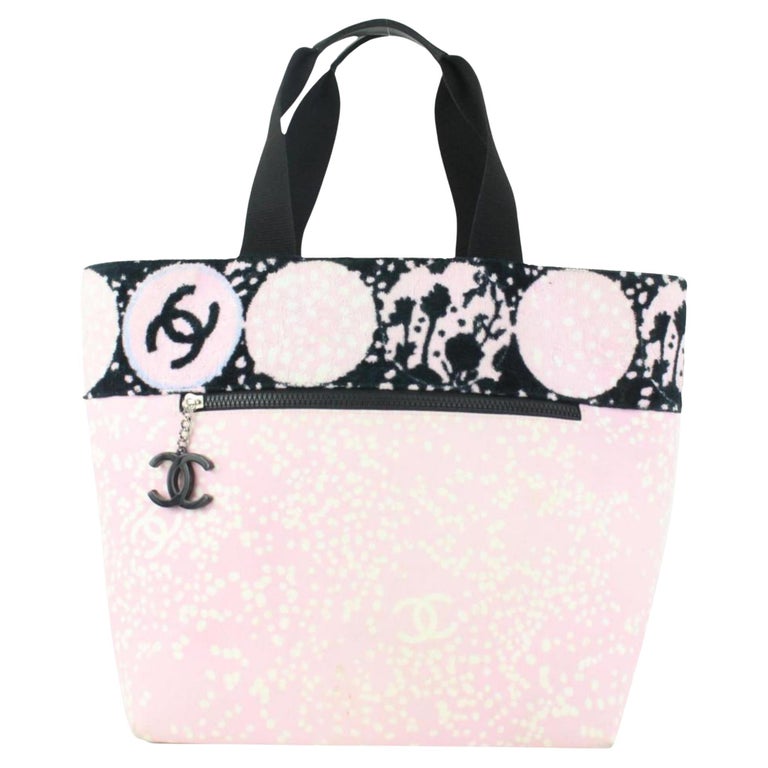 Chanel Pink x Black Terry Cloth CC Logo Tote Bag 929c97W, Women's, Size: One Size