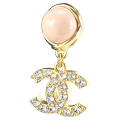 Chanel 23s CC Pierce Pearl Earrings Golden Gold 3CK0509 at 1stDibs