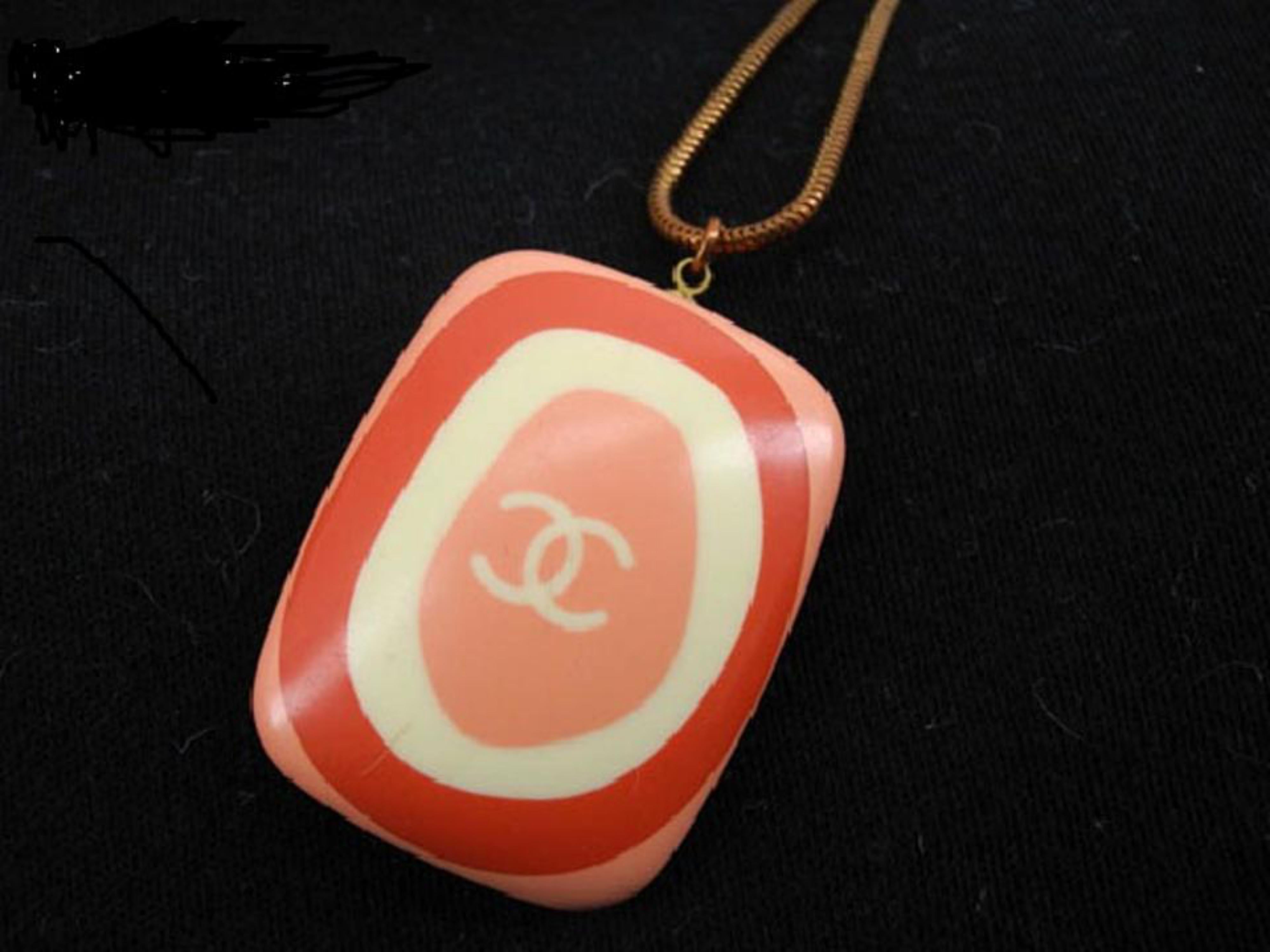 Chanel Pink X Orange 03p 216760 Necklace In Good Condition In Forest Hills, NY