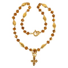 Chanel "Pisces" Necklace in Gold Metal Fish Medals and Glass Beads