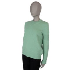 CHANEL pistachio green cashmere 15P CC TUNRLOCK Crewneck Sweater 40 M
