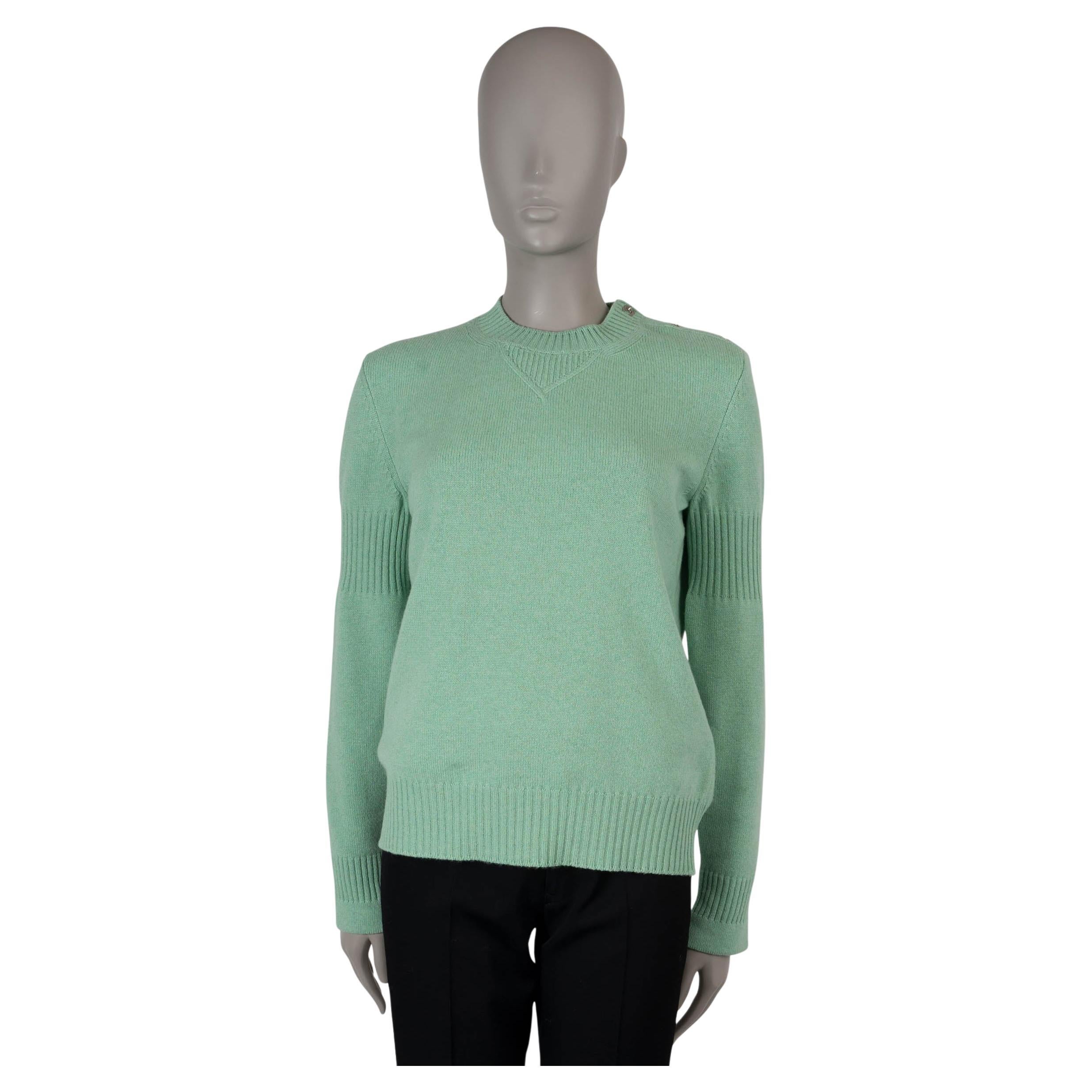 CHANEL pull à col roulé en cachemire 15P CC TUNRLOCK vert pistache 40 M.