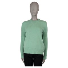 CHANEL pistachio green cashmere 15P CC TUNRLOCK Crewneck Sweater 40 M