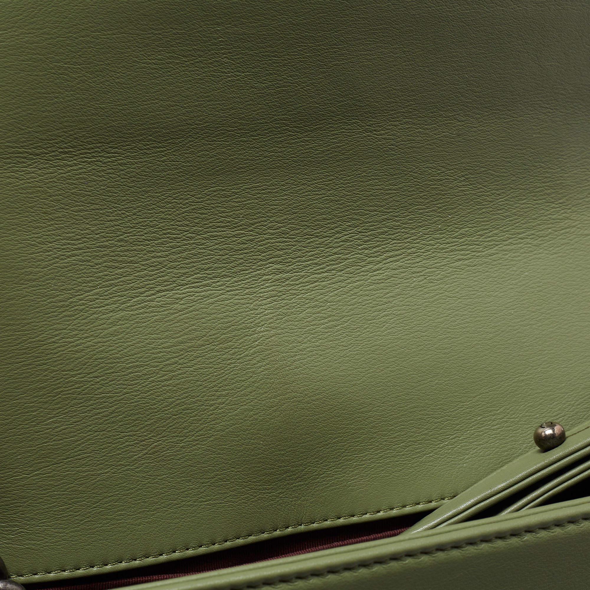 Chanel Pistachio Green Chevron Leather Medium Boy Flap Bag 1