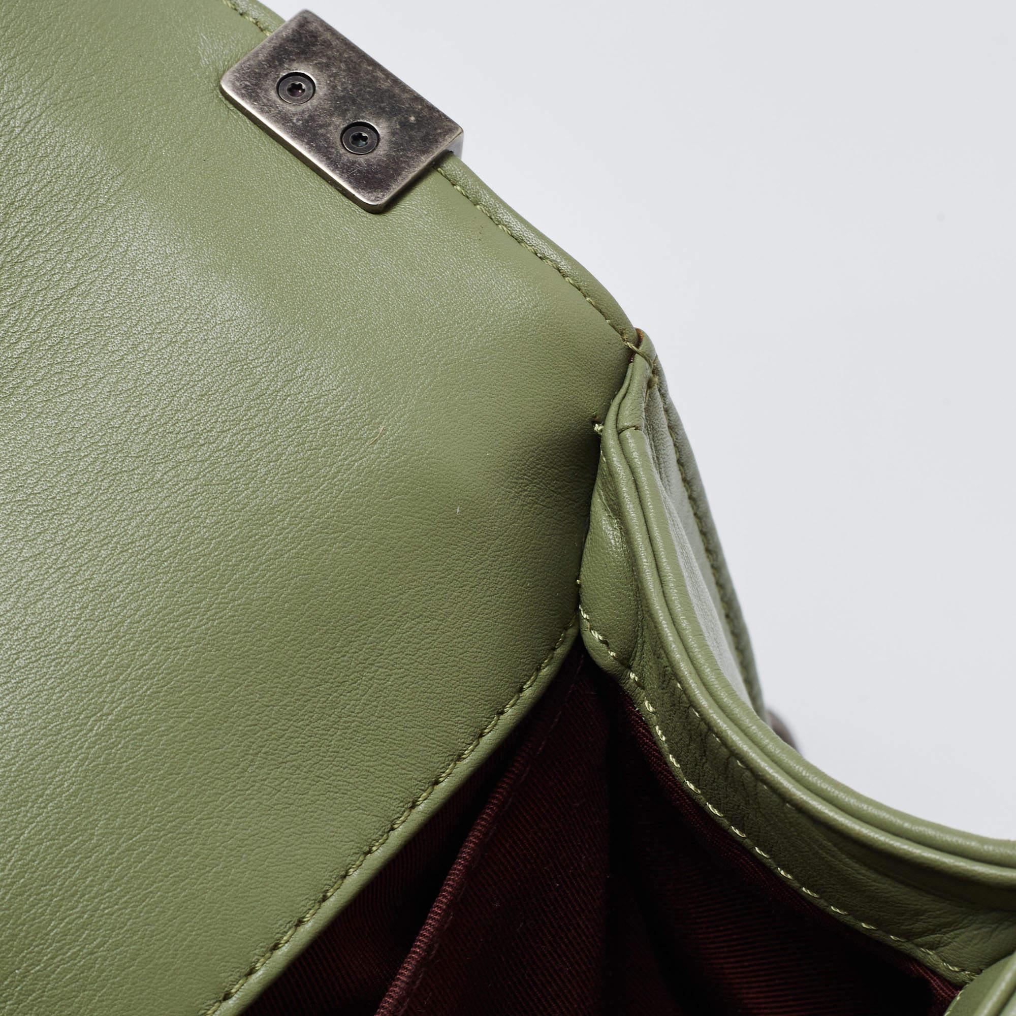 Chanel Pistachio Green Chevron Leather Medium Boy Flap Bag 4