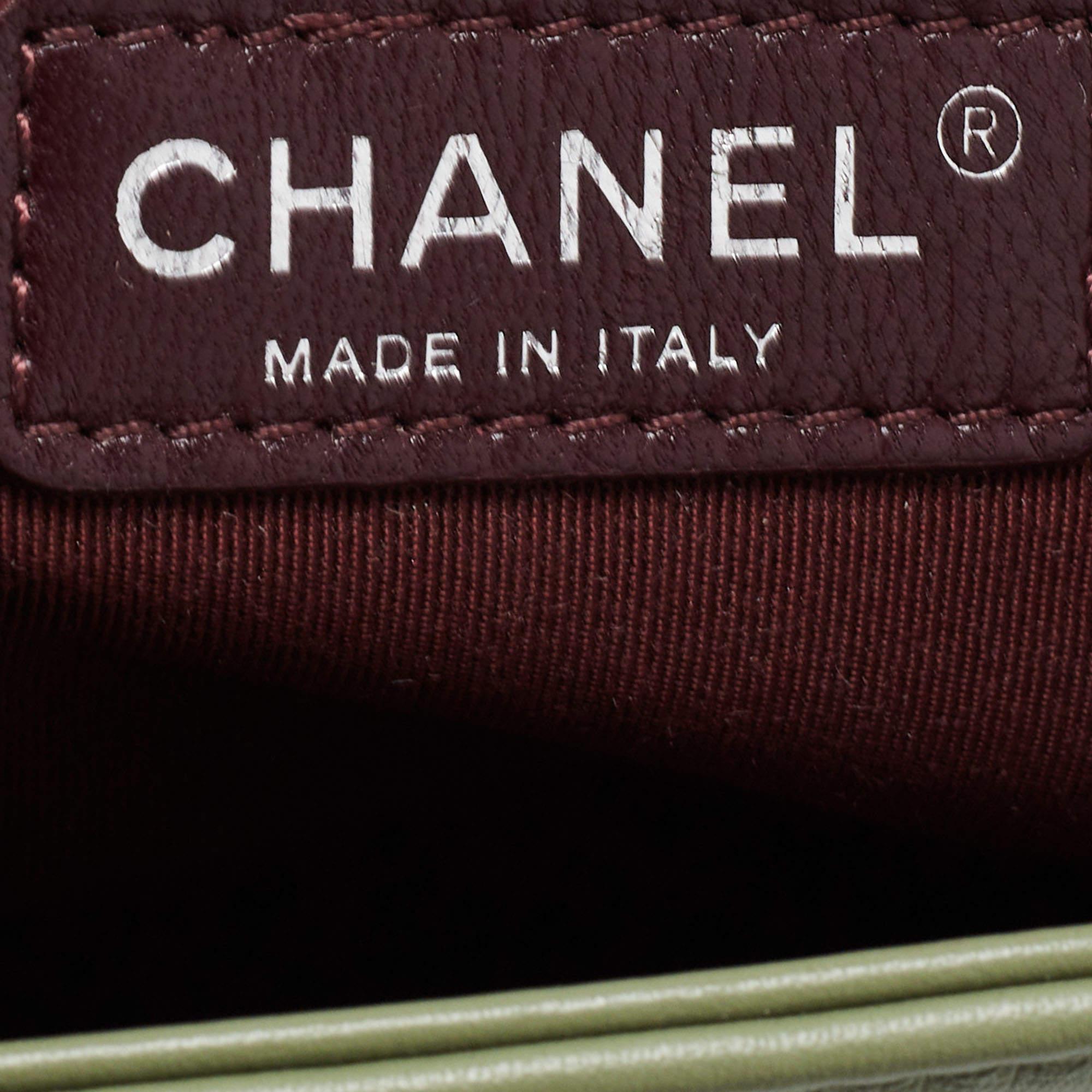 Chanel Pistachio Green Chevron Leather Medium Boy Flap Bag 5