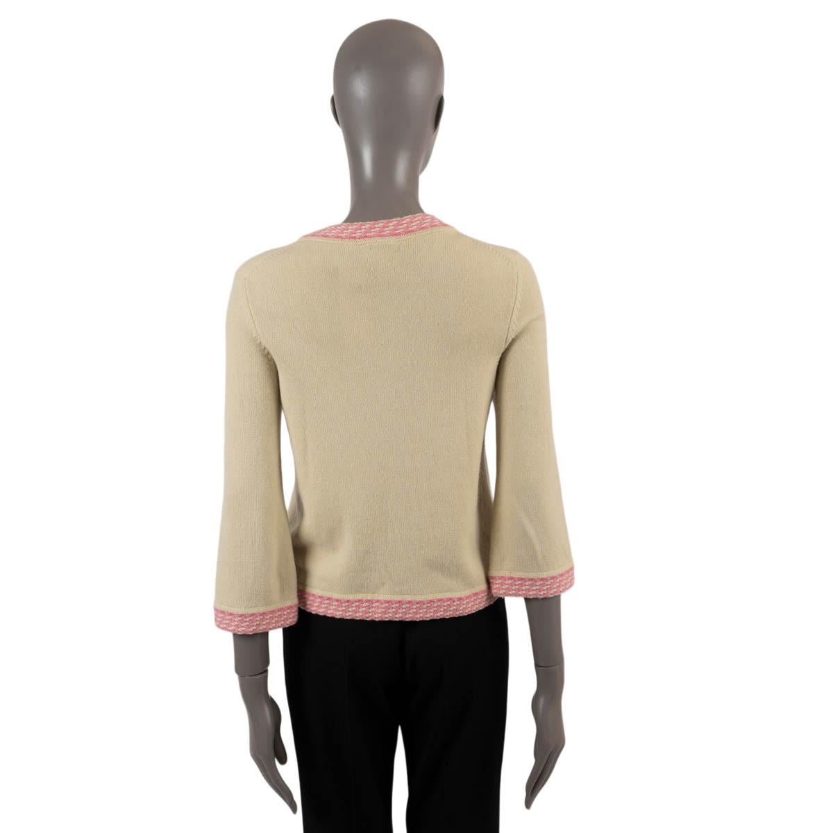 Women's CHANEL pistachios & pink cashmere 2011 11P CONTRAST TRIM Cardigan Sweater 36 XS For Sale